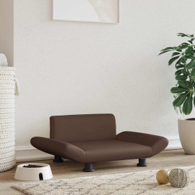 Cama para perros de cuero sintético marrón 70x45x28