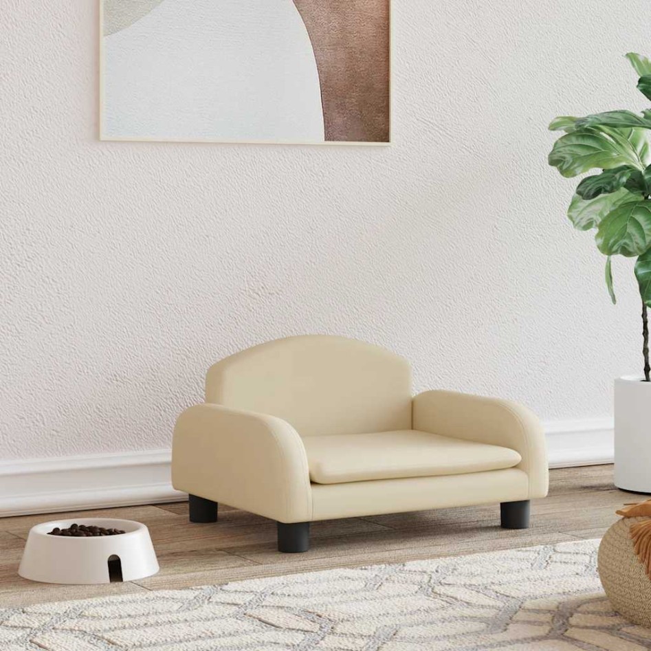 Cama para perros de tela crema 50x40x30