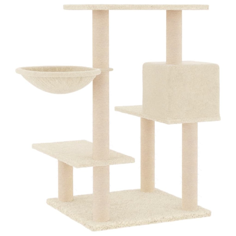 Rascador para gatos con postes de sisal color crema 82,5