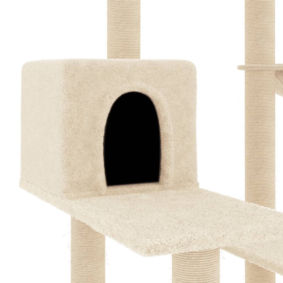 Rascador para gatos con postes de sisal color crema 82,5
