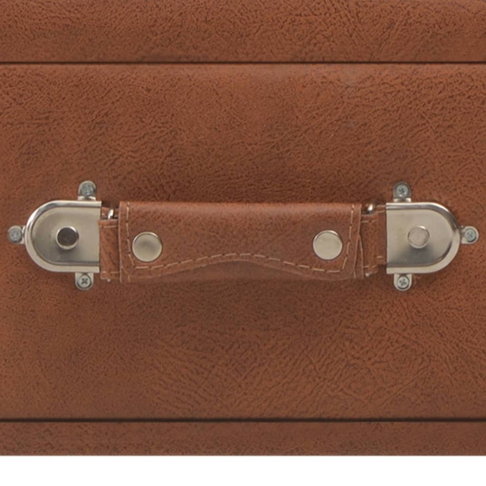 Banco con cajones cuero sintético marrón 80