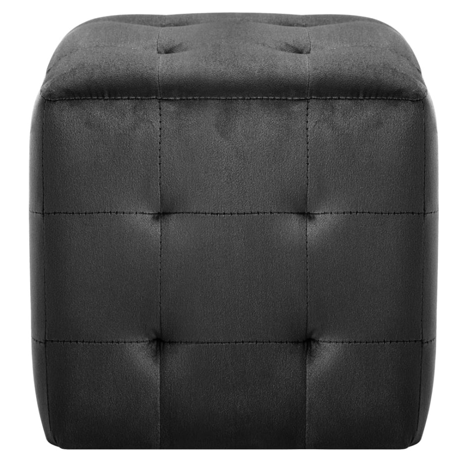 Puf 2 unidades terciopelo negro 30x30x30