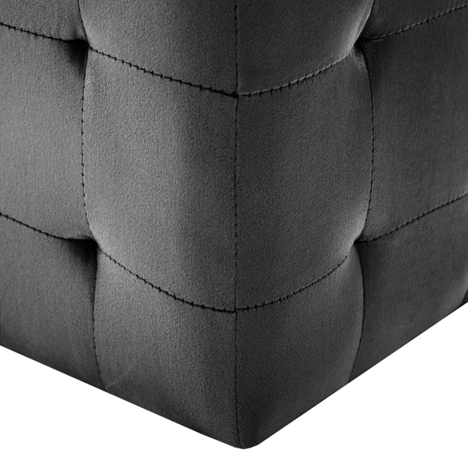 Puf 2 unidades terciopelo negro 30x30x30