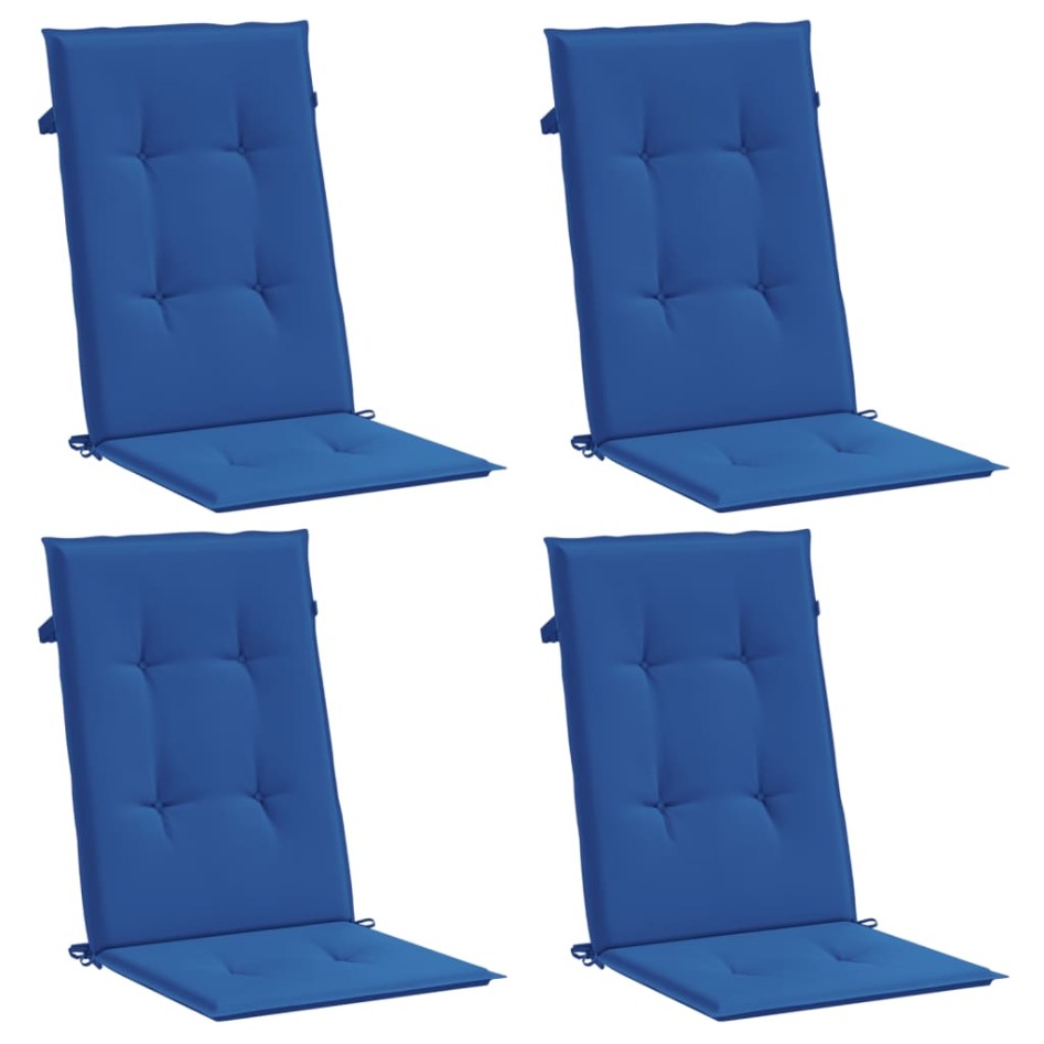 Cojín silla de jardín respaldo alto 4 uds tela azul 120x50x3