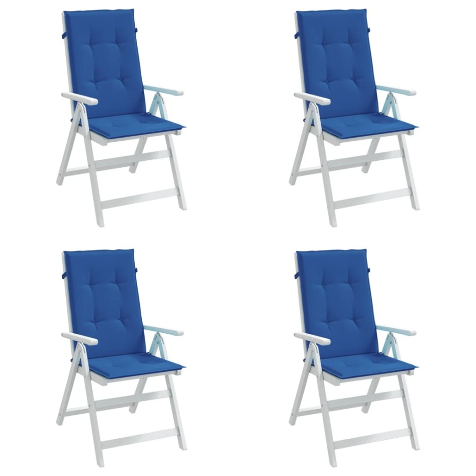 Cojín silla de jardín respaldo alto 4 uds tela azul 120x50x3