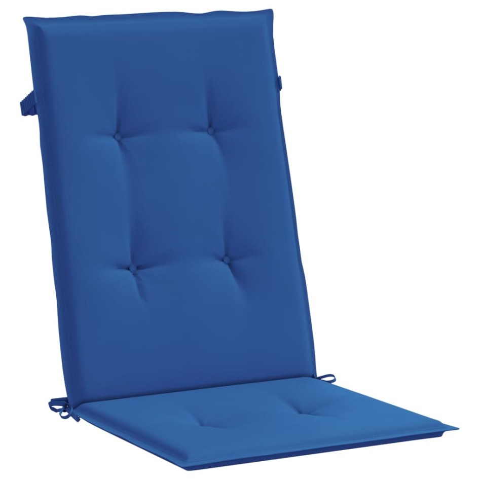 Cojín silla de jardín respaldo alto 4 uds tela azul 120x50x3