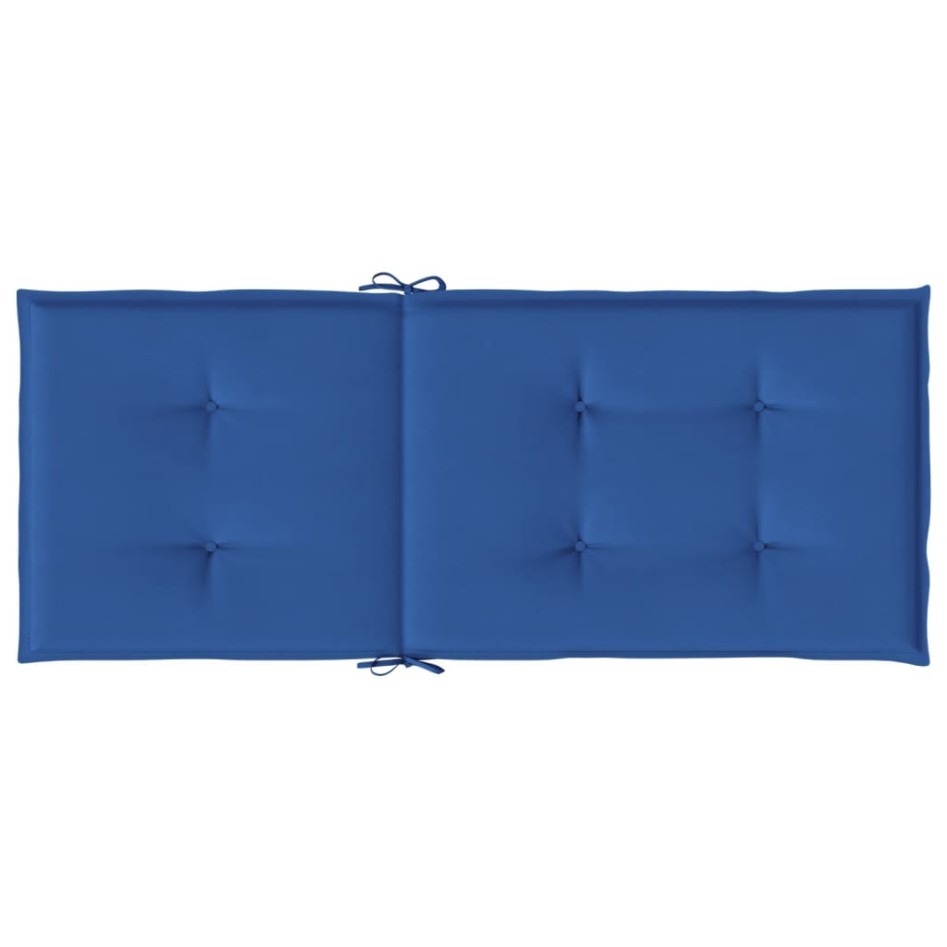 Cojín silla de jardín respaldo alto 4 uds tela azul 120x50x3