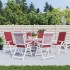 Cojín silla de jardín respaldo alto 6 uds tela rojo 120x50x3