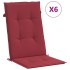 Cojín silla de jardín respaldo alto 6 uds tela rojo 120x50x3