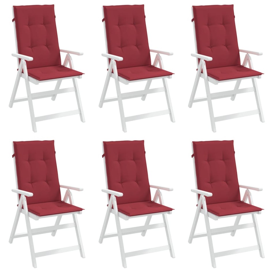 Cojín silla de jardín respaldo alto 6 uds tela rojo 120x50x3