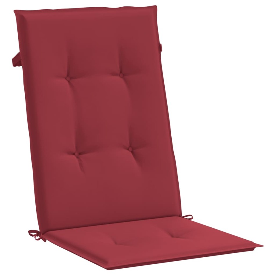 Cojín silla de jardín respaldo alto 6 uds tela rojo 120x50x3