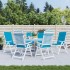 Cojín silla de jardín respaldo alto 6 uds tela azul 120x50x3