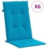 Cojín silla de jardín respaldo alto 6 uds tela azul 120x50x3