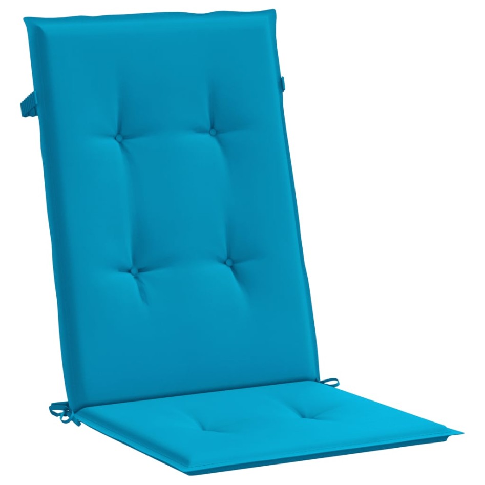 Cojín silla de jardín respaldo alto 6 uds tela azul 120x50x3