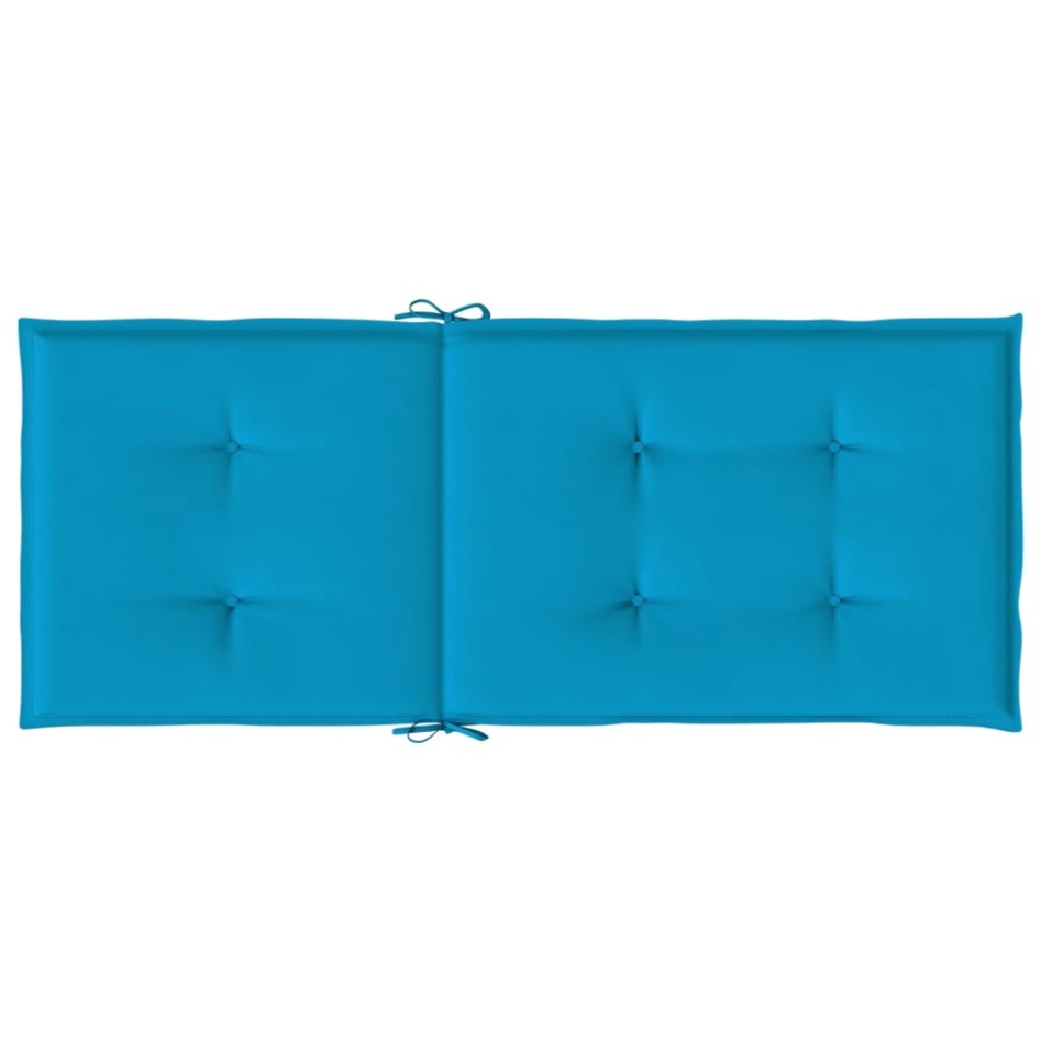 Cojín silla de jardín respaldo alto 6 uds tela azul 120x50x3