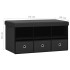 Banco de almacenaje plegable lino sintético negro 76x38x38
