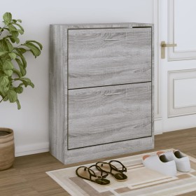 Mueble zapatero madera contrachapada gris Sonoma 63x24x81