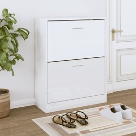 Mueble zapatero madera contrachapada blanco brillo 63x24x81