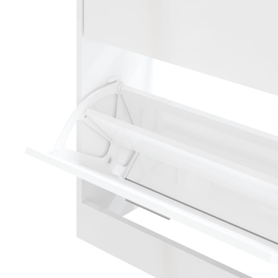 Mueble zapatero madera contrachapada blanco brillo 63x24x81