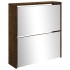 Mueble zapatero con espejo 2 niveles roble ahumado 63x17x67