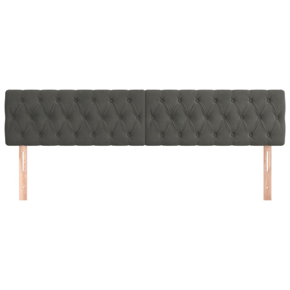 Cabeceros 2 unidades de terciopelo gris oscuro 100x7x78/88