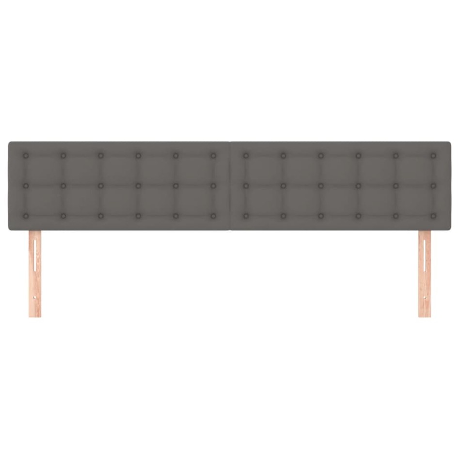 Cabeceros 2 unidades de cuero sintético gris 80x5x78/88