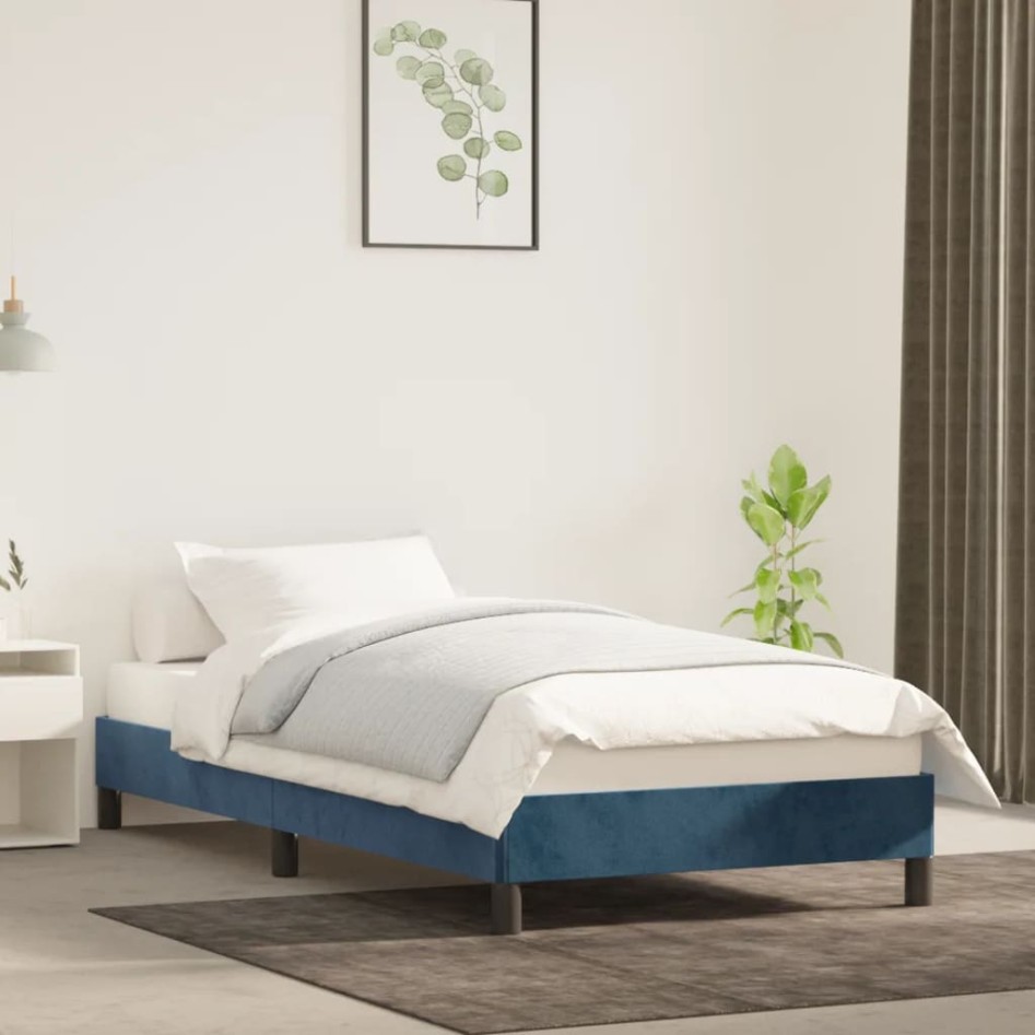 Estructura de cama sin colchón terciopelo azul oscuro 80x200