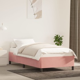Estructura de cama sin colchón terciopelo rosa 90x190