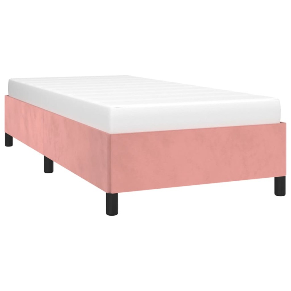 Estructura de cama sin colchón terciopelo rosa 90x190