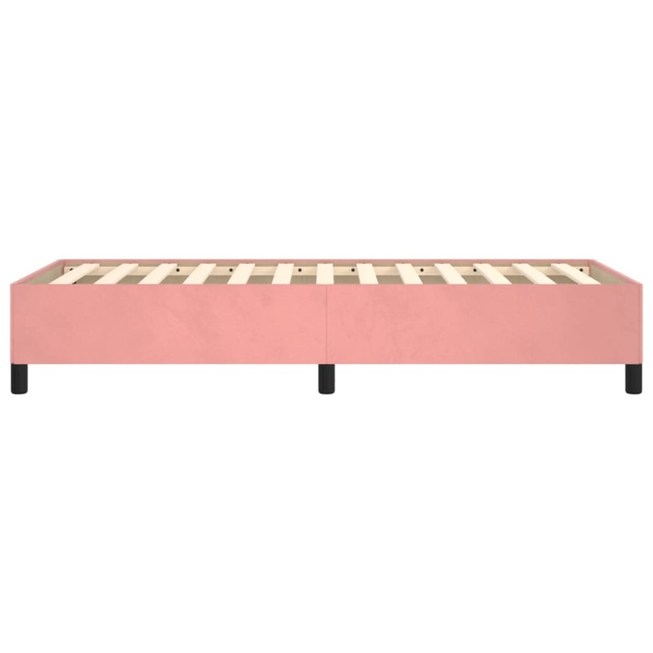 Estructura de cama sin colchón terciopelo rosa 90x190