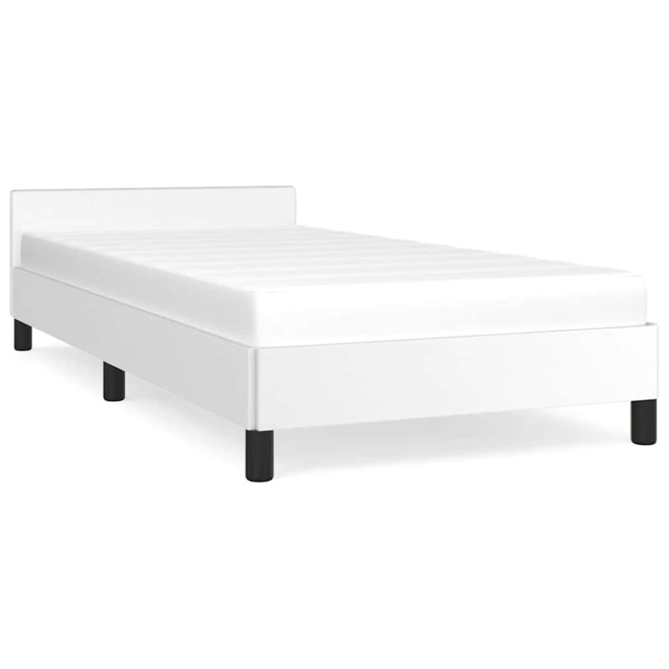 Estructura de cama con cabecero sin colchón blanco 80x200