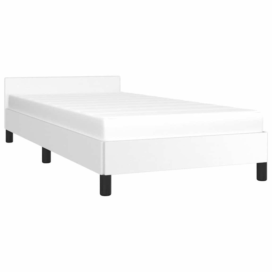 Estructura de cama con cabecero sin colchón blanco 80x200