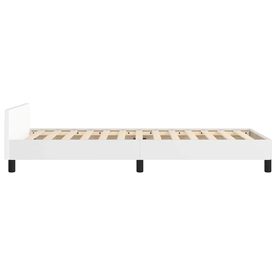 Estructura de cama con cabecero sin colchón blanco 80x200