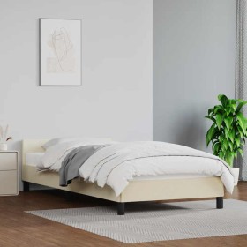 Estructura de cama con cabecero sin colchón crema 100x200