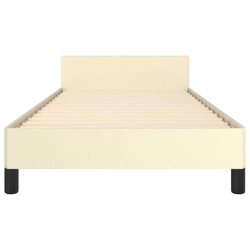 Estructura de cama con cabecero sin colchón crema 100x200