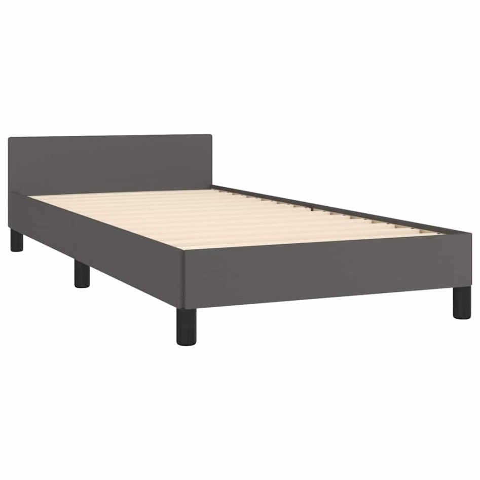 Estructura de cama con cabecero sin colchón gris 100x200