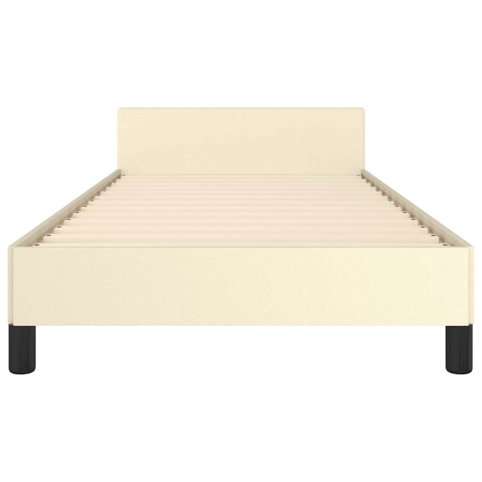 Estructura de cama con cabecero sin colchón crema 90x200