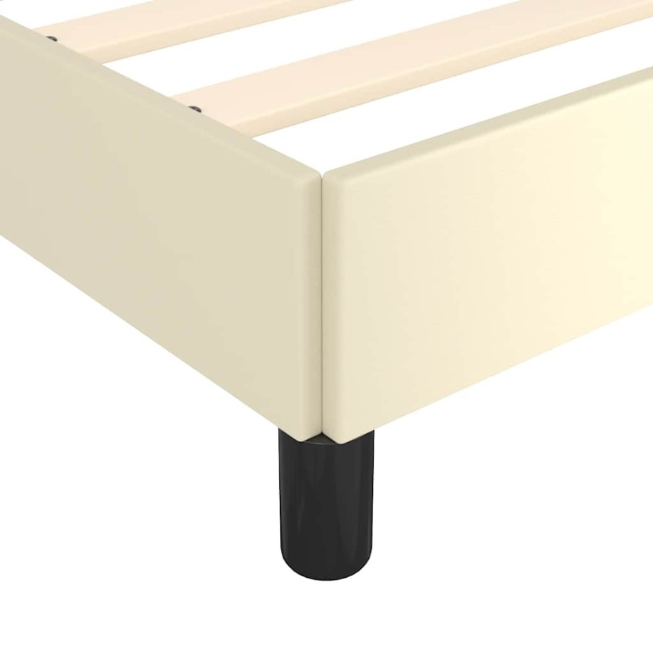 Estructura de cama con cabecero sin colchón crema 90x200