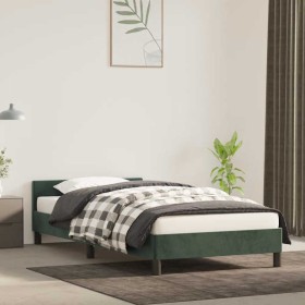 Estructura de cama sin colchón terciopelo verde oscuro
