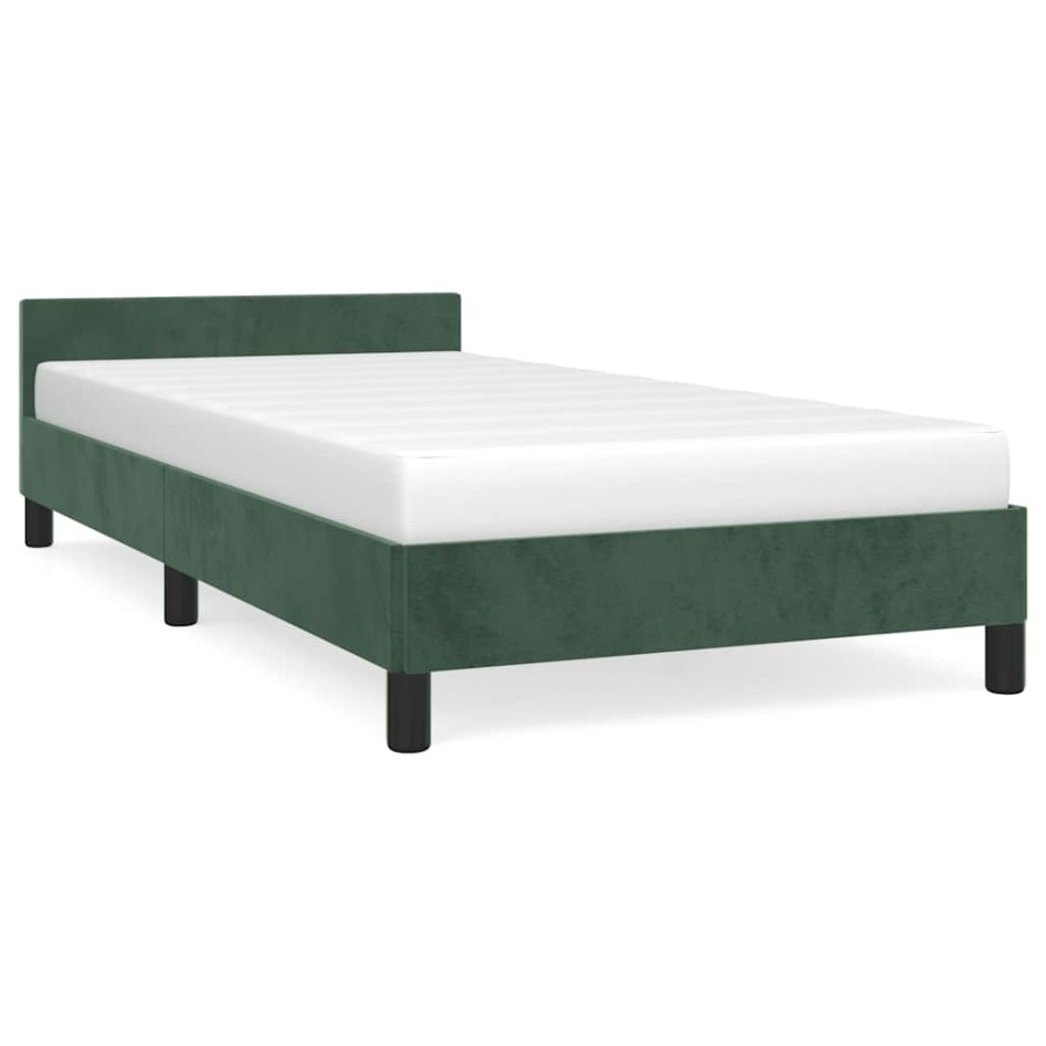 Estructura de cama sin colchón terciopelo verde oscuro
