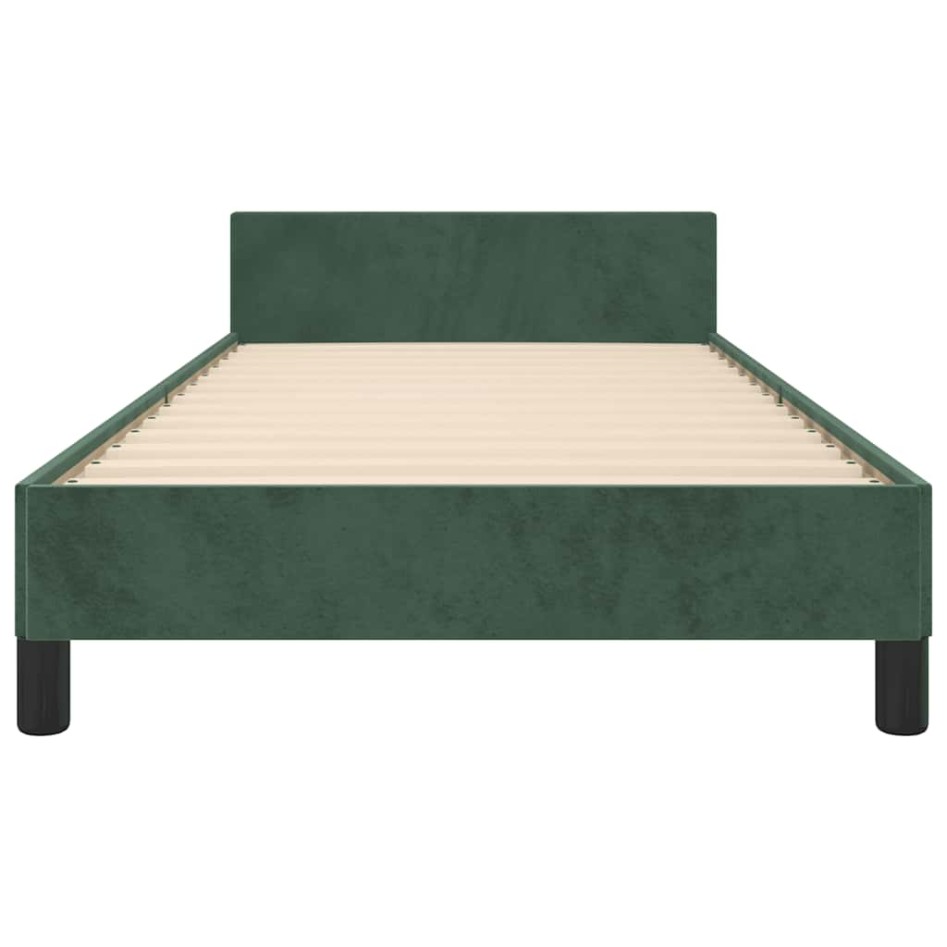 Estructura de cama sin colchón terciopelo verde oscuro