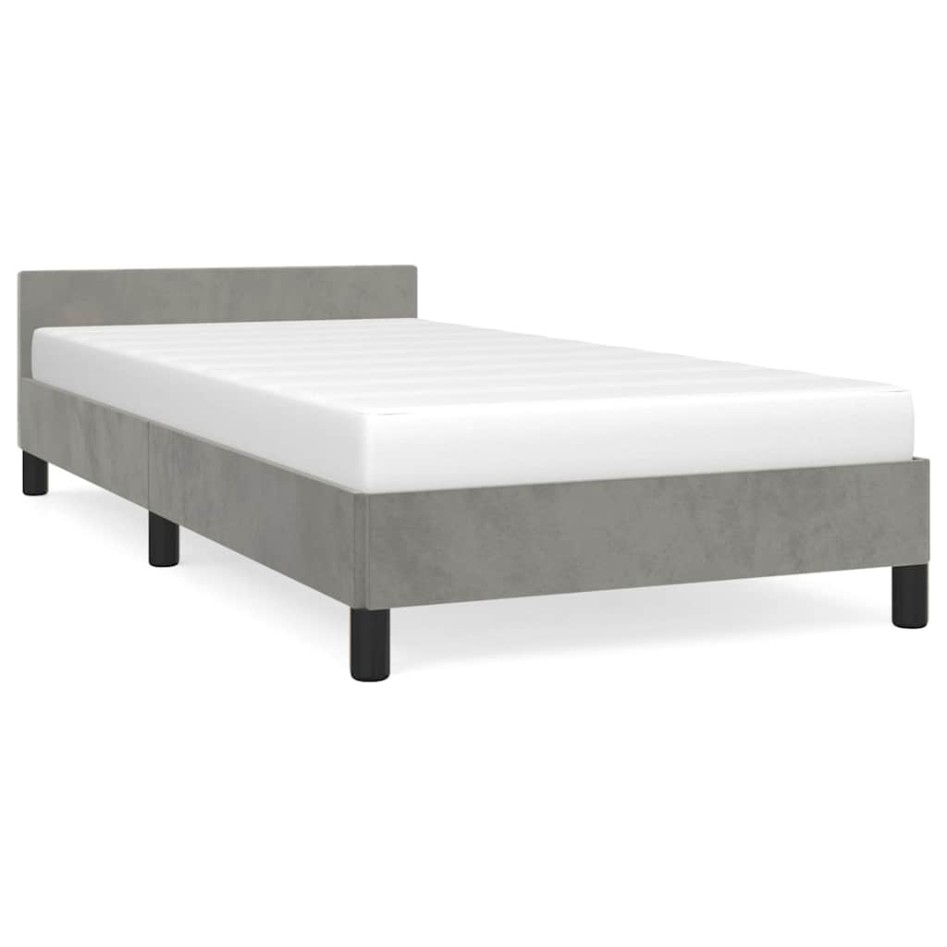 Estructura de cama sin colchón terciopelo gris claro 90x200