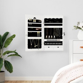 Espejo con joyero de pared blanco 37,5x10x67