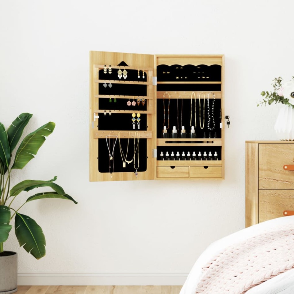 Espejo con joyero de pared 37,5x10x67