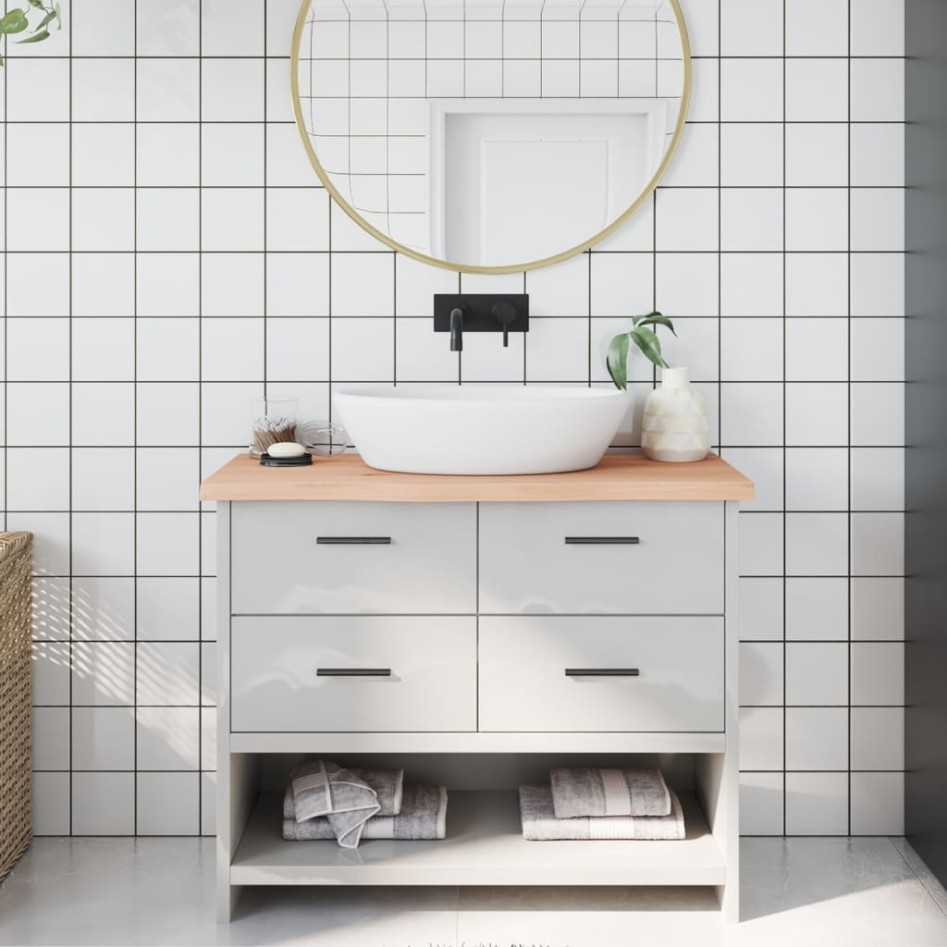 Encimera de baño madera maciza sin tratar 100x30x(2-4)