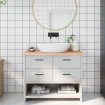 Encimera de baño madera maciza sin tratar 100x30x(2-4) cm