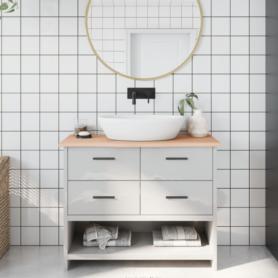 Encimera de baño madera maciza sin tratar 100x40x2