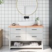 Encimera baño madera maciza tratada marrón claro 120x30x(2-4)cm