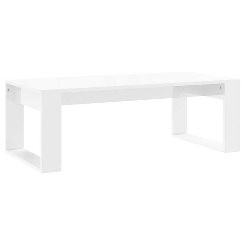 Mesa de centro madera de ingeniería blanco brillo 102x50x35