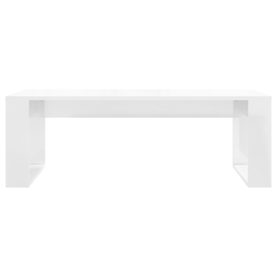 Mesa de centro madera de ingeniería blanco brillo 102x50x35